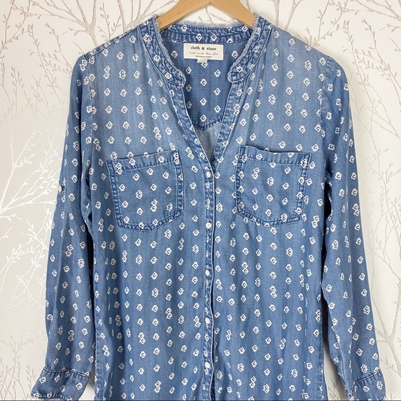 ANTHROPOLOGIE CLOTH & STONE Chambray Mary Lou Shirt Dress XS Coastal Casual - Picture 6 of 15